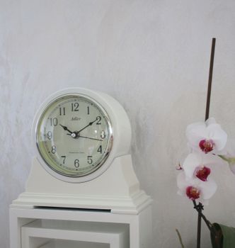 Zegar kominkowy biały Adler 22137 ✓ Zegar kominkowy drewniany , zegar w kolorze écru (7).JPG